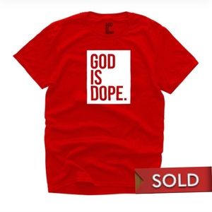 Red God Is Dope Short Sleeved Crewneck Tee